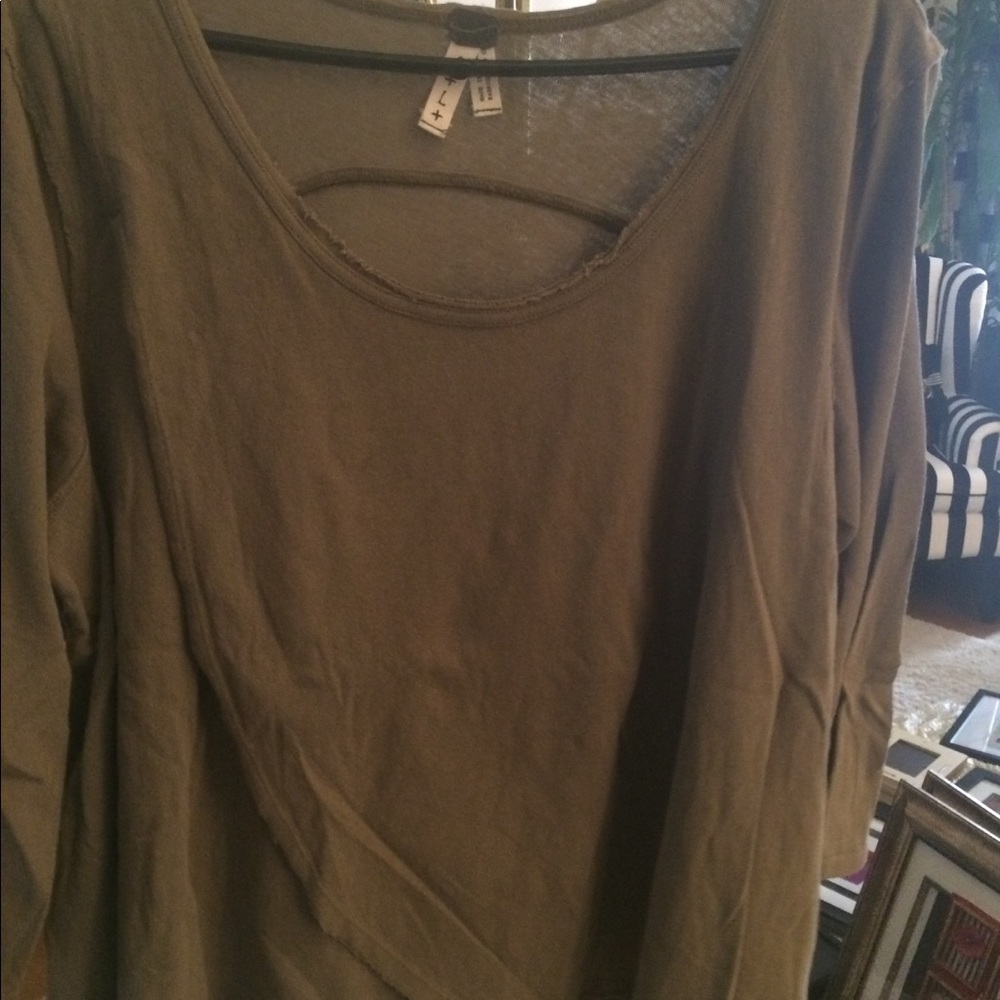 Free People Olive scoop neck tee